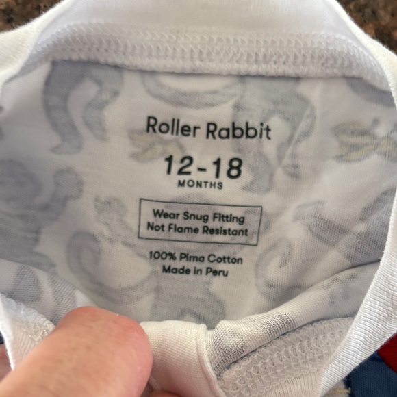Roller Rabbit (2) SETS W/ INITIALS Blue White Monkey/Heart set Pajama Set-12/18 - Picture 10 of 14